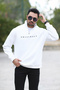 Men's Oversize Sweatshirt White Half Zipper Stand Collar Cotton Blend Ribbed - 10012 - 2