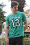 Green Stripe Detailed Printed T-Shirt 3008 - 3