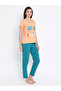 Women's Cotton Rich Printed Top & Orange Pyjama Set - 3