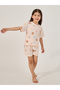 All-Over Print Round Neck T-Shirt and Shorts Pyjama Set