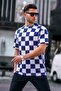 Men's Patterned Navy Blue T-Shirt 5808