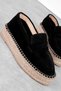 Rolve Women's Genuine Leather Nubuck Detailed High-Sole Ballerina Shoes-S.Black - 3