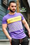 Stripe Detailed Printed Purple T-Shirt 3041 - 2