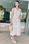 Polo Neck Button Detailed Linen Dress 5Y246