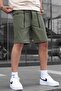 Khaki Basic Men's Capri Shorts with Pockets - 2