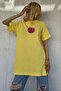 Yellow Printed Oversize Crew Neck Women's T-Shirt - 6