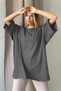 Anthracite Oversize Basic Γυναικείο T-Shirt - 3