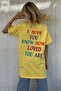 Yellow Printed Oversize Crew Neck Women's T-Shirt - 4
