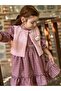 Plaid Girls' Dress with Plush Vest - 3