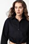Black Crop Poplin Women's Shirt - 3