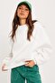 Ekru Bisiklet Yaka Basic Sweatshirt MG1559 - 5