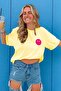 Yellow Back Printed Oversize Round Neck Women's T-Shirt - 5