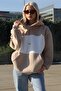 Beige Color Blocked Raised Sweatshirt Mg1544