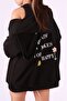 Mad Girls Black Hooded Back Printed Sweatshirt Mg1195 - 4