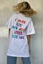 White Printed Oversize Crew Neck Women's T-Shirt - 6