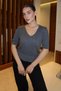 Anthracite V-Neck Braided Women's Knitwear T-Shirt Mg2369