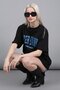 Black Printed Oversize Round Neck Women's T-Shirt
