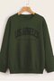 Mad Girls Khaki Printed Oversize Women's Sweatshirt Mg780