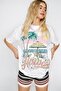 White Printed Crew Neck Women's T-Shirt Mg1765 - 4