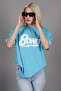 Turquoise Printed Over Fit T-Shirt Mg1514 - 3