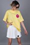 Yellow Back Printed Oversize Round Neck Women's T-Shirt - 6