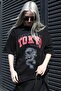 Black Printed Crew Neck Women's T-Shirt Mg1771 - 5