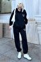 Black Hooded Back Printed Women's Tracksuit Set Mg2187 - 4
