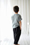 Boy's 2-Piece Linen Carrot Pants (100% Cotton Black and White) - 3