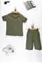 Boy's Summer Suit 3-10 Years Old Shirt Set with Shorts |   Bürümcük Fabric Bottom Top Double Set - 2