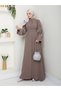 Stone-Embellished Abaya Islamic Clothing Women's Ferace Dress Mink - 6