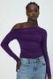 Purple Boat Neck Gathered Women's Blouse MG2050 - 2