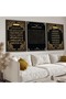 Canvas Black with Gold Esmaül Hüsna Surah Fatiha and Ayetel Kursi Triple Painting Set - 2