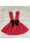 Girl's Red Polka Dots Bow Ruffle Strap Salopet Dress (100% Cotton Fabric)