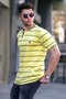 Yellow Striped Polo Neck Men's T-Shirt 5874