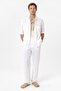 White Linen Blend Short Sleeve Men's Shirt - 3