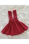 Girl's Red Polka Dots Bow Ruffle Strap Salopet Dress (100% Cotton Fabric) - 4
