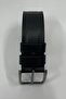 Black faux leather double stitched flat men's belt 7221 - 2
