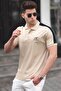 Beige Polo Neck Men's T-Shirt 5215 - 2