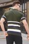 Striped Knitwear Khaki Polo Collar T-Shirt 6356 - 3