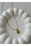 Oval Green Natural Stone Steel Necklace - 2