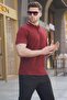 Claret Red Polo Collar Men's T-Shirt 6113 - 3