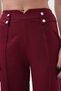 Women's Burgundy High Waist Wide Leg Palazzo Button Detail Slim Fit Calip Pants