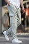 Green Adjustable Waist Cargo Pocket Basic Sweatpants 6552