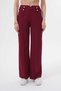 Women's Burgundy High Waist Wide Leg Palazzo Button Detail Slim Fit Calip Pants - 5