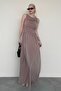 Mink Front Flowing Long Length Women's Dress Mg2364 - 6