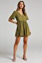 Oil Green Buttoned Mini Dress Mg1621 - 2