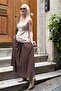 Brown Voile Fabric Basic Women's Long Length Women's Skirt Mg2366 - 2