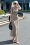 Mink Button V-Neck Long Knitwear Dress Mg2078 - 5