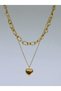 1. Grade Quality 316L Surgical Steel Women Short Necklace, Double Chain with Heart Model No 9