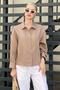 Camel Striped Oversize Women's Shirt Mg2093 - 2